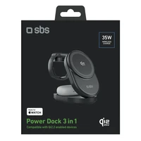 SBS Qi2.2 25W induktīvā 3-in-1 salokāmā uzlādes stacija ar MFI sertifikātu - melnā krāsā