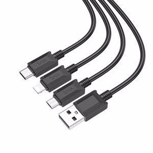 Kabelis 3in1 USB A uz Lightning / Micro USB / USB C Hoco 2A X74 1 m melns