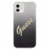 Guess GUHCP12SPCUGLSBK iPhone 12 mini 5.4" melns/melns cietais apvalks Glitter Gradient Script
