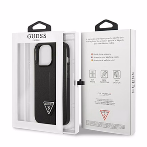 Guess GUHCP14LPSATLK iPhone 14 Pro 6.1 "melns/melns cietais apvalks SaffianoTriangle Logo
