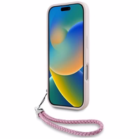 Karl Lagerfeld stepēts sākuma logotips un ķēdes siksna viedtālruņa apvalks iPhone 16 Pro - rozā