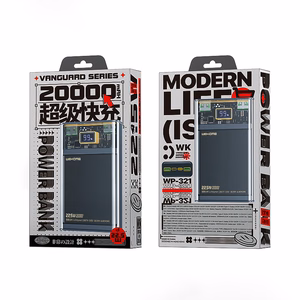 WEKOME WP-321 Vanguard Series ārējais akumulators, 20000 mAh, PD 20 W + QC 22,5 W, melns un caurspīdīgs