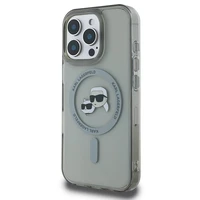 Karl Lagerfeld IML Metal Karl&Choupette Head magnētiskais viedtālruņa apvalks iPhone 16 Pro Max - melns