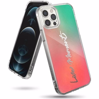 Ringke Fusion Design viedtālruņa apvalks ar TPU buferi iPhone 12 Pro Max rozā-zaļš (GNAP0028)