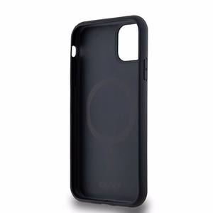 DKNY Leather Monogram Pattern Metal Logo MagSafe Чехол для iPhone 11 / Xr - чёрный
