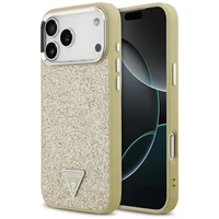 Guess Mirdzošs Trīsstūra Logotips Magnētiskais viedtālruņa apvalks iPhone 17 Pro Max zelta