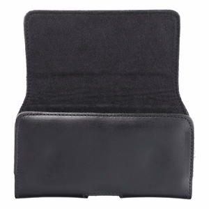 ROYAL universāls horizontāls ādas jostas apvalks izmērs M IPHONE 12 MINI / 13 MINI / SAMSUNG A40 / S8 / XIAOMI 12 / Redmi 5A melns