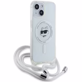 Karl Lagerfeld IML Choupette Head & Cord Magnētiskais viedtālruņa apvalks iPhone 13 / 14 / 15 - caurspīdīgs
