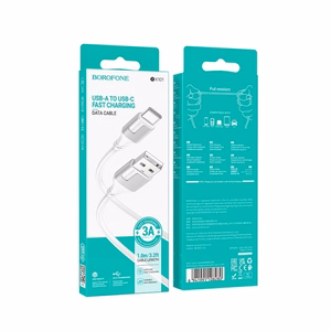 USB kabelis Borofone BX101 no USB-A uz USB-C 1,0 m, balts