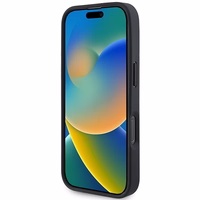 BMW Paraksts Ādas Teksturēts un Līnija Magnētiskais viedtālruņa apvalks iPhone 16 Pro - melns