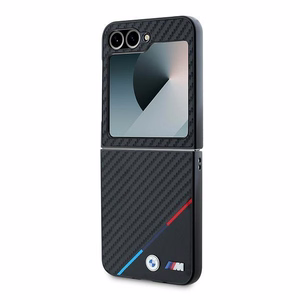 BMW Carbon Tricolor viedtālruņa apvalks Samsung Galaxy Z Flip 6 - melns