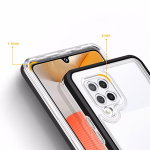 Caurspīdīgs 3in1 viedtālruņa apvalks Samsung Galaxy A42 5G rāmja gēla vāks melns