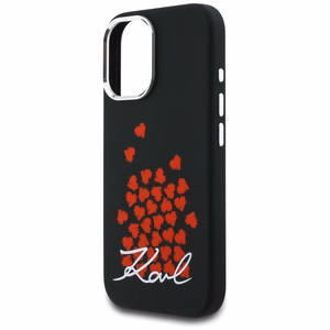 Karl Lagerfeld silikona maciņš ar sirds logotipu MagSafe iPhone 16 - melns