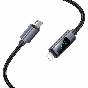 Cable USB C to Lightning Hoco PD 27W with display 1 m X112 black