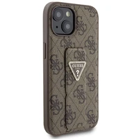 Guess viedtālruņa apvalks ar statīvu Grip Stand 4G Triangle Strass iPhone 15 - brūns