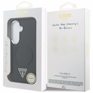 Guess maciņš Embossed Ring Triangle Logo MagSafe priekš Samsung Galaxy S26 melns