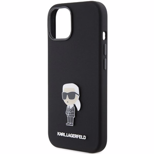 Karl Lagerfeld Silicone Ikonik Metal Pin maciņš iPhone 15 Plus / 14 Plus - melns
