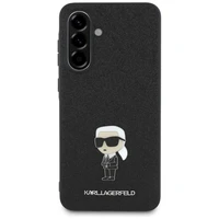 Karl Lagerfeld fiksēts mirdzošs Ikonik logotipa metāla piespraudes viedtālruņa apvalks Samsung Galaxy A56 - melns