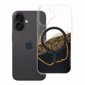 Ar MagSafe saderīgs Golden maciņš iPhone 16, melns