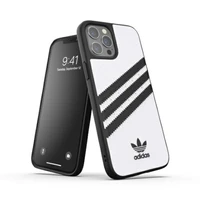 Adidas OR veidots apvalks PU iPhone 12 Pro Max - balta/melna
