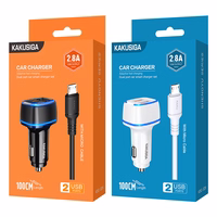 KAKU automašīnas lādētājs KSC-528 Shengyu - 2xUSB - 2,8A ar USB uz Micro USB balts