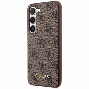 Guess GUHCS23SG4GFBR S23 S911 brūns/brūns cietais apvalks 4G Metal Gold Logo