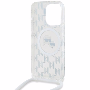 Karl Lagerfeld IML Crossbody Monogramma Karl & Choupette galvas MagSafe apvalks iPhone 15 Pro - caurspīdīgs