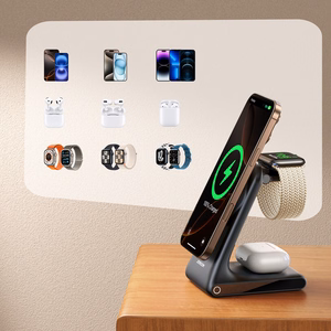Joyroom JR-W15 bezvadu lādētājs 3 vienā uzlādes stacija ar MagSafe - melns