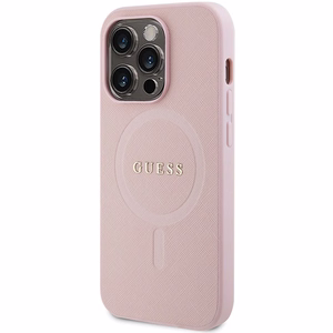 Guess GUHMP14LPSAHMCP viedtālruņa apvalks iPhone 14 Pro - rozā Saffiano Magnētiskais