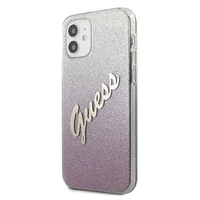 Guess GUHCP12SPCUGLSPI iPhone 12 mini 5.4" rozā/rozā cietais apvalks Glitter Gradient Script