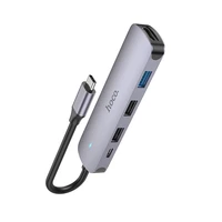 Adapteris Hoco HB27 Type-C Multi-Function Converter HDMI+USB3.0+USB2.0*2+PD pelēks