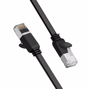 Ugreen плоский интернет сетевой кабель Ethernet patch cord RJ45 Cat 6 UTP 1000 Mbps 2 m черный (50185)