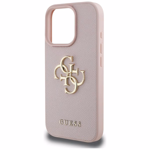 Guess Grained Big 4G Logo Small Classic Logo Case for iPhone 16 Pro - Pink
