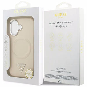 GUESS viedtālruņa apvalks IPHONE 17 saderīgs ar Magnētisko GUHMP17SPSDTSCME (PU W/ Triangle Logo) bēša