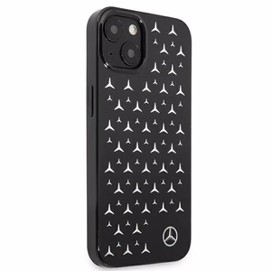 Mercedes viedtālruņa apvalks iPhone 13 mini ar sudraba zvaigžņu rakstu, melns
