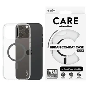 CARE by PanzerGlass Flagmanis viedtālruņa apvalks iPhone 16 Pro Max 6.9" melns/melns Magnētiskais 1348