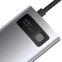 Centrmezgls 4in1 Baseus Metal Gleam Series, USB-C uz USB 3.0 + USB 2.0 + HDMI + USB-C PD