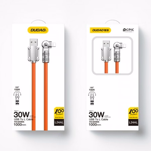 USB kabelis Dudao L24AL (180' stūris) Oranžs Lightning 100cm (līdz 30W)