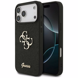 Guess Fixed Glitter Big 4G чехол для iPhone 17 Pro Max - чёрный