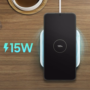 Samsung Wireless Charger Pad EP-P2400TWEGEU 15W indukcijas lādētājs - balts + tīkla lādētājs