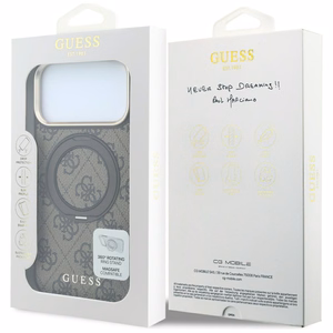Guess Ring Stand 360 4G Classic Logo MagSafe vāciņš iPhone 18 Pro / 17 Pro – brūns