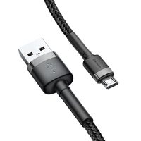 Baseus Cafule Micro USB kabelis 2.4A 1m (pelēks + melns)