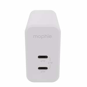 mophie Wall Adapter USB-C PD DUAL 67W GAN EU (2xUSBC), balts