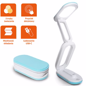 Collapsable LED desk Lampa 10W, 3000/4500/6000K, 1200mAh, zils, LTC