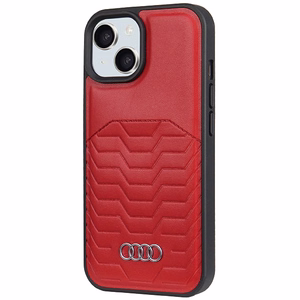 Audi Sintētiskās ādas viedtālruņa apvalks ar Magnētisko iPhone 15/14/13 - sarkans