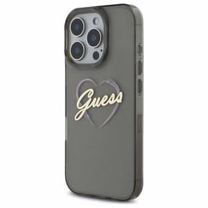 Guess IML Heart viedtālruņa apvalks iPhone 16 Pro - melns