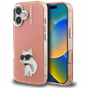 Karl Lagerfeld IML Aquarelle Choupette & Logo iPhone 16 macins - roza