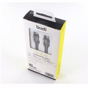 Budi BD160C USB-C–USB-C kabelis, 1 m, 2.4 A, melns