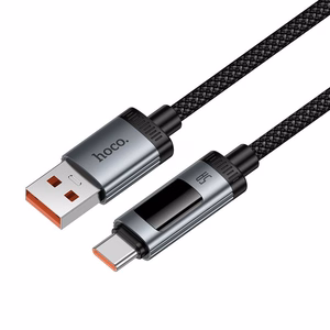Data Cable with digital display USB A to USB C Hoco PD 6A 100W 1,2 m U148 black