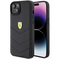 Ferrari FEHCP15MRDUK viedtālruņa apvalks iPhone 15 Plus 6.7" melns/melns ciets ar stepētu metāla logotipu